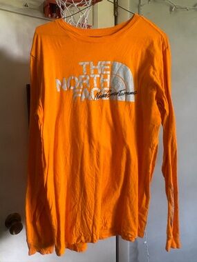 The North Face Bright Orange Long Sleeve Logo Shirt